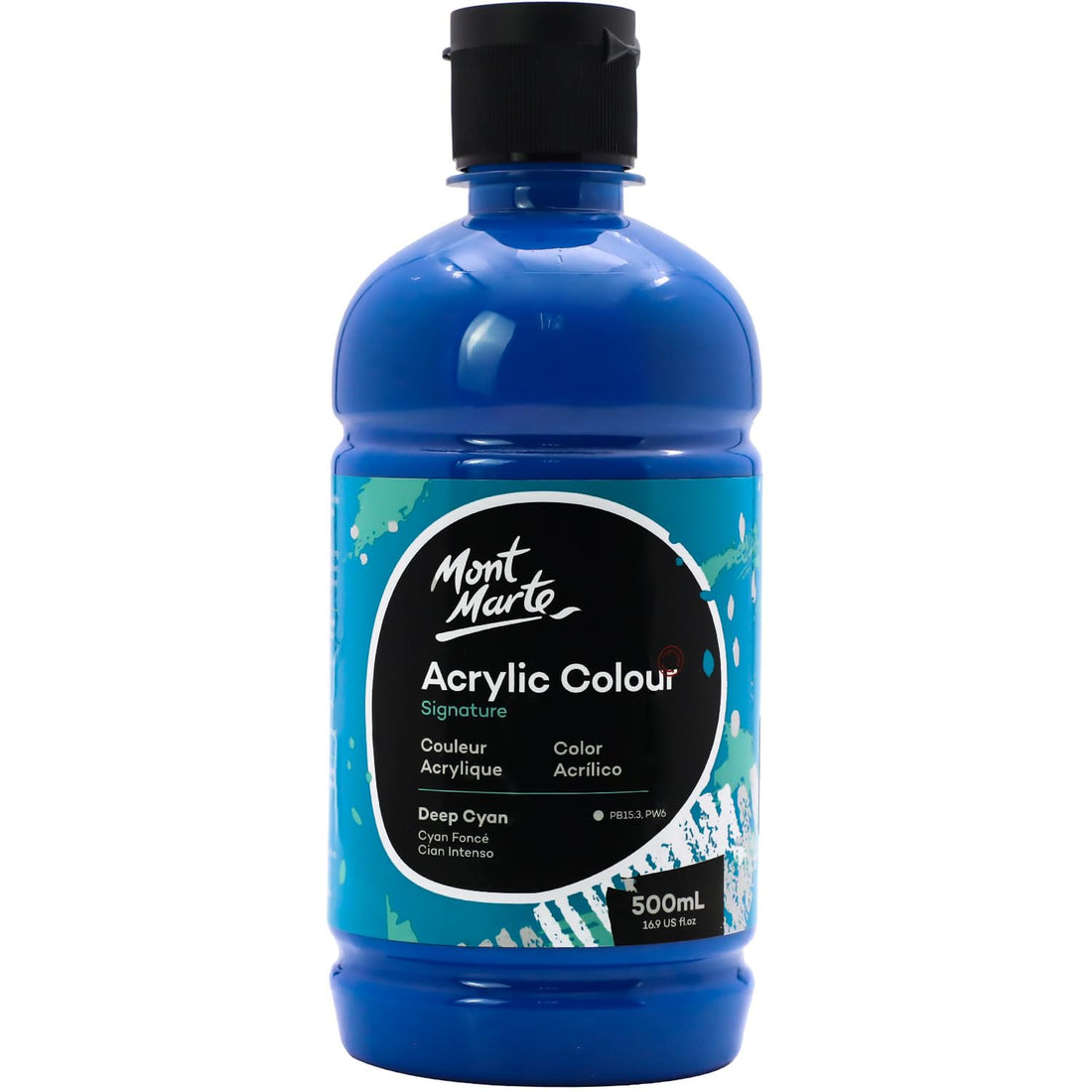 Mont Marte Studio Color Acrylic Paint in Bottle, 500 ml, Dark Cyan