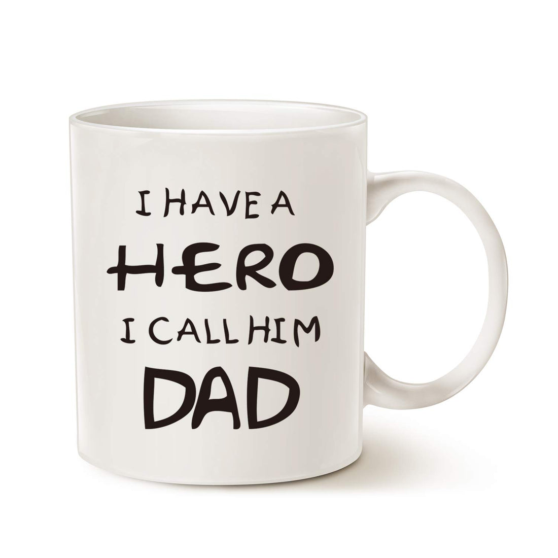 MAUAG Fathers Day for Dad Coffee Mug, I Have a Hero I Call Him Dad Funny Best Father's Day and Birthday Gifts for Dad Father Cup, White 11 Oz
