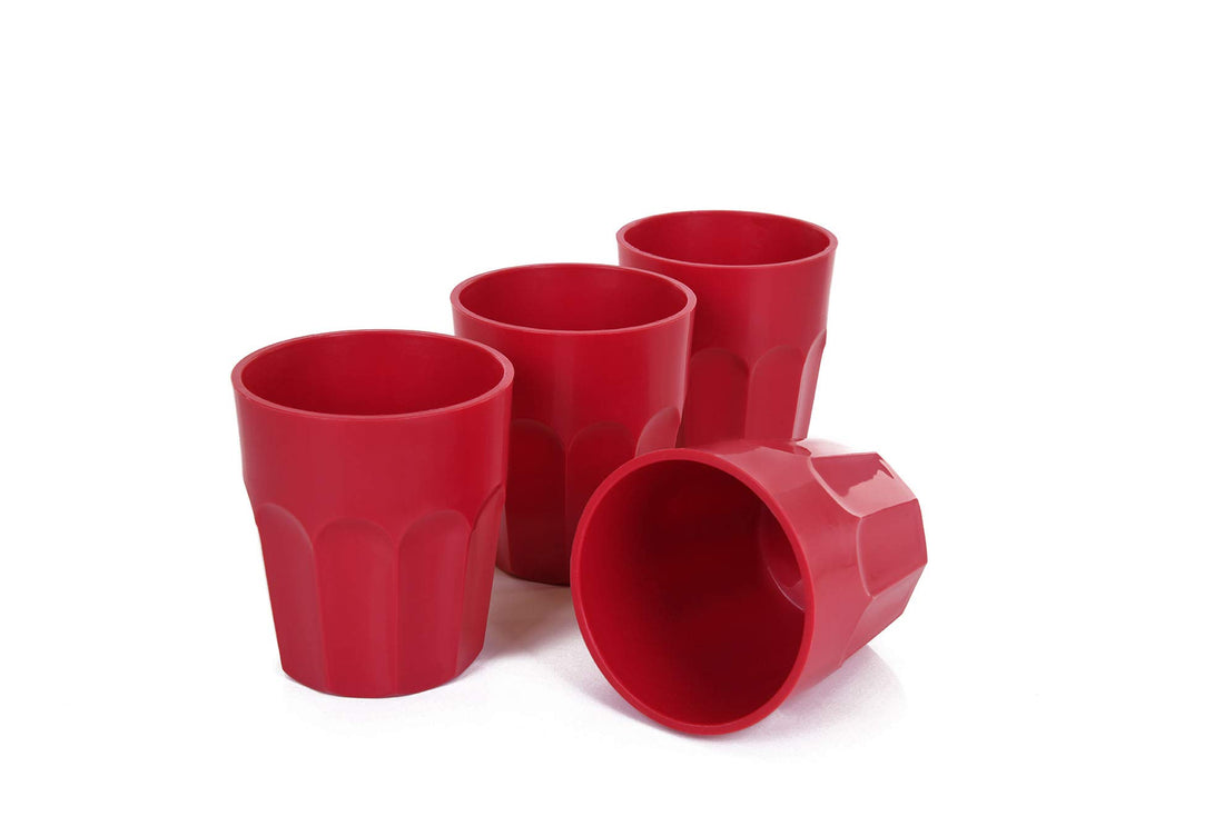 Mintra Home Unbreakable Drinking Cups and Tumblers 4PK - Shatterproof, BPA Free, Reusable, Party Cups, BBQ, Colorful Set, indoors and outdoors (Red, Small - 12oz)