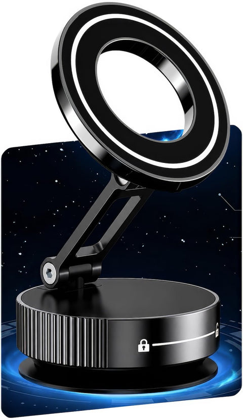 Vacuum Magnetic Phone Holder for Car,Vacuum Suction Phone Mount,Magnetic Car Mount for iPhone, Full Metal Body,Folding Holder for iPhone and Android