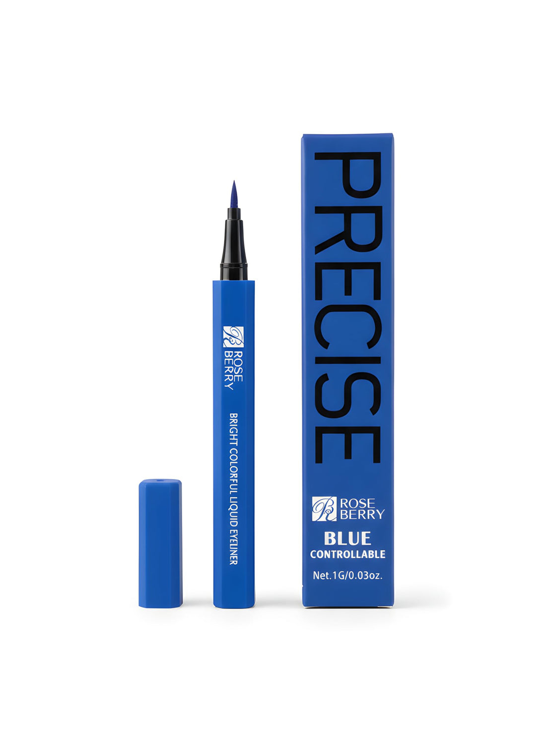 Rose Berry Precise Liquid Eyeliner, Blue, Fine Tip Applicator, Long-lasting, 1g