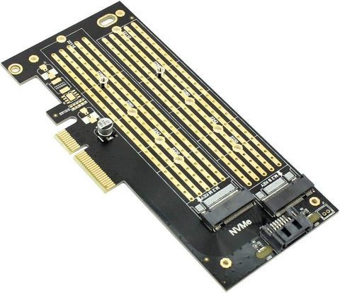 Tobo Dual M.2 PCIE Adapter,M.2 NVME(M-Key) or SATA (B-Key) SSD to PCI Express Adapter with PCI Slot Cover,Support PCIE 4.0 X4/X8/X16 Slot,Support M.2 NVME or SATA SSD TD-1129PC