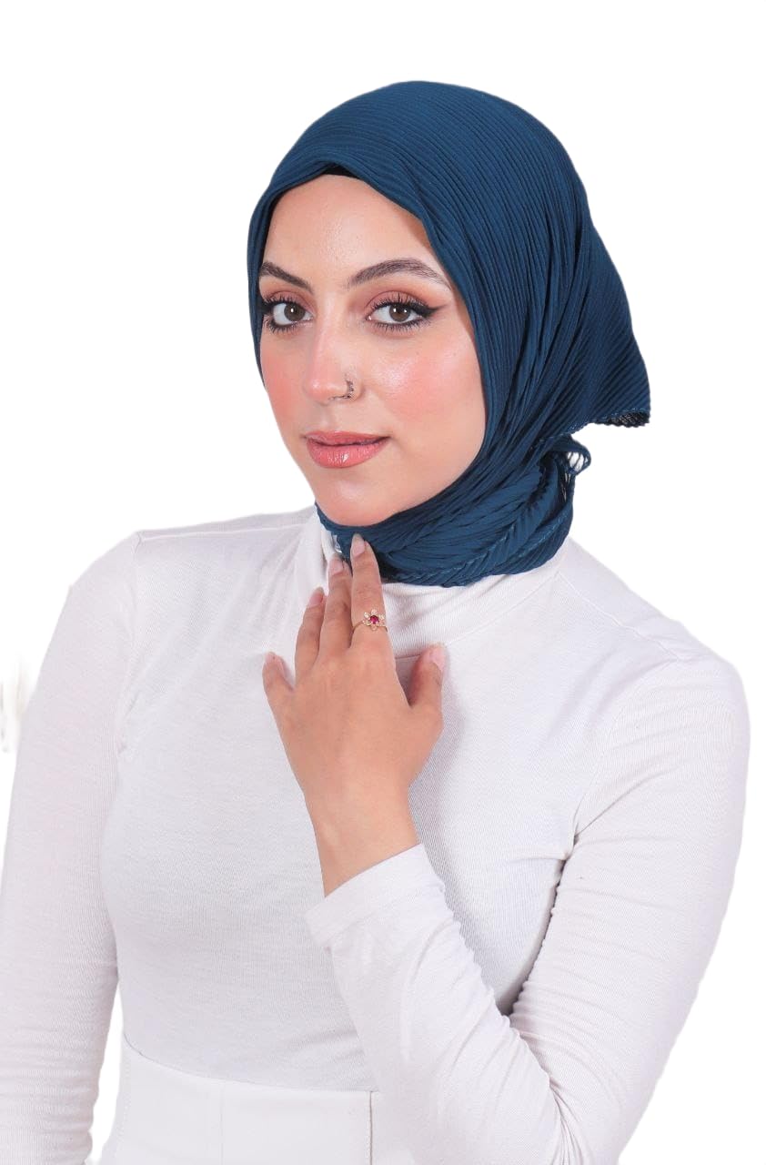 Premium Pleated Hijab for Women, Lightweight Chiffon Crinkle Head Scarf, Breathable, Non-Slip, Ironless, Modest Wrap for Daily and Occasion Wear