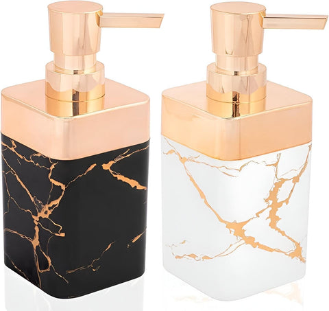 Hand and Body Soap Dispenser-Multifunctional Liquid Dispenser for Bathroom and Kitchen, Suitable for Manual Soap, Shower Gel, Shampoo, Disinfectant, Rust Resistant Pump (2pcs White,Black)
