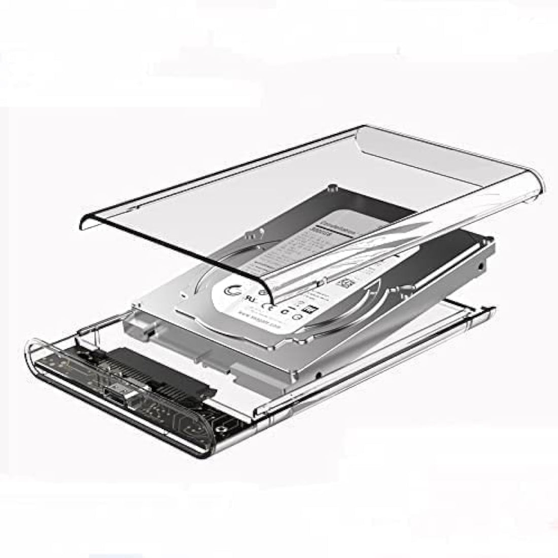 Rack(TM) 2.5" Portable Hard Disk Case USB 3.1 Transparent Case for Hard SATA HDD SSD External Hard Storage and Storage
