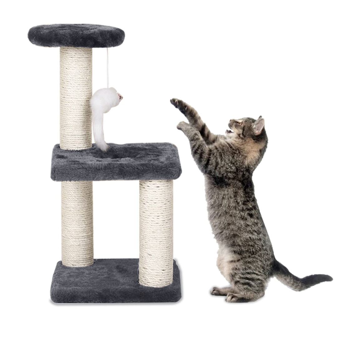 Small Cat Tree with Sisal Scratching Pole, Cat Toys for Indoor Cats, Cat Scratching Post with Cat Interactive Toy, Easy Installation Cat Tower for Small Cat