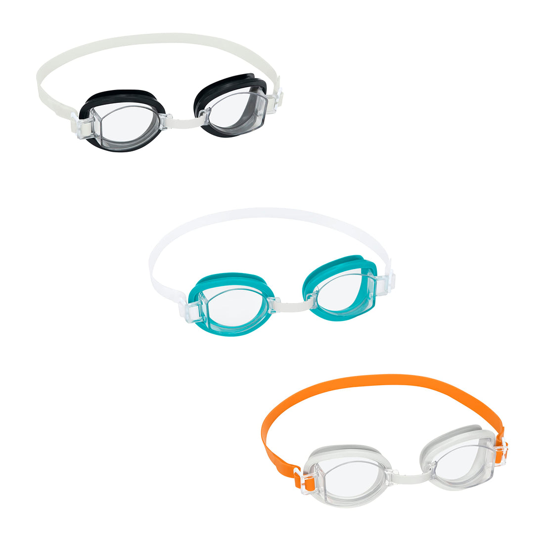 Bestway swimming goggles | swim goggles for adults, anti fog, uv protection no leak, elite aqua burst essential, assorted colours