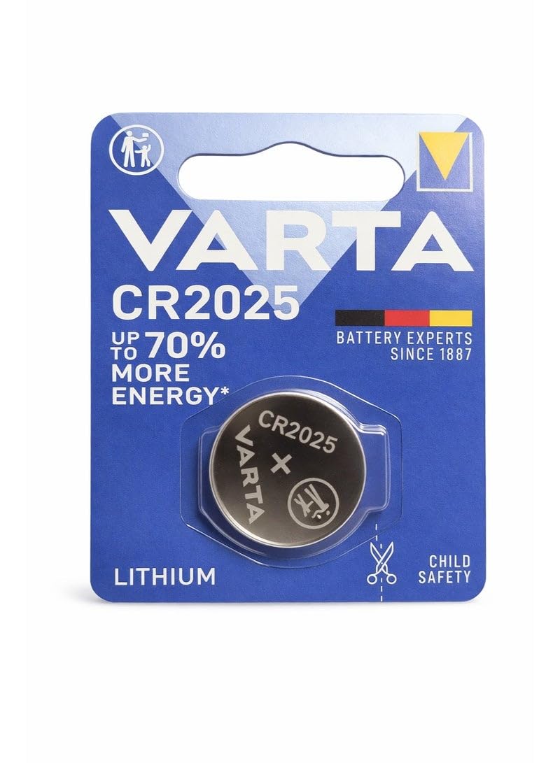 Coin Cell Battery CR2025 Up to More Energy, Lithium 3V, Long Lasting Power for Watches, Car Keys, Remote Controls, Calculators and Small Electronics â€“ Single Pack