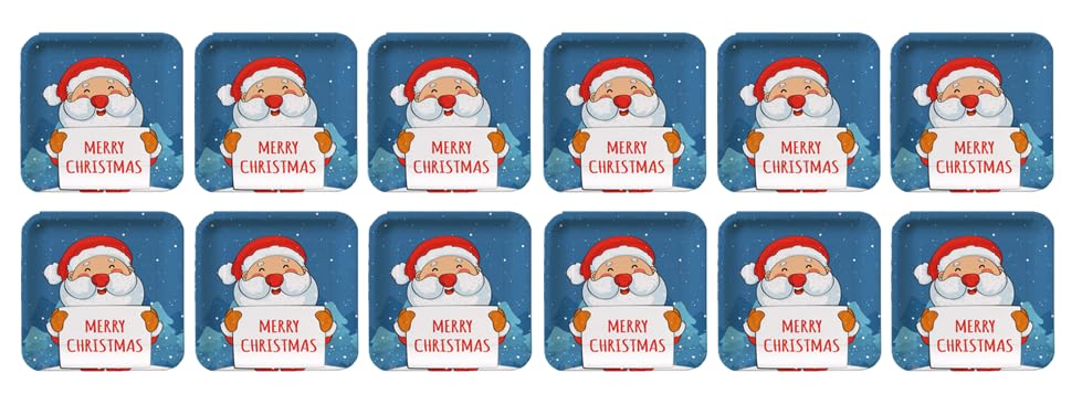Party plates in distinctive shapes for Christmas, SANTA size (24x24), pack of 12 pieces