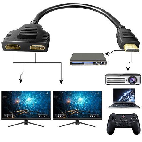 HDMI Cable - 1 in 2 HDMI Splitter, No External Power Required, 1080P for Xbox PS4 Roku HDTV
