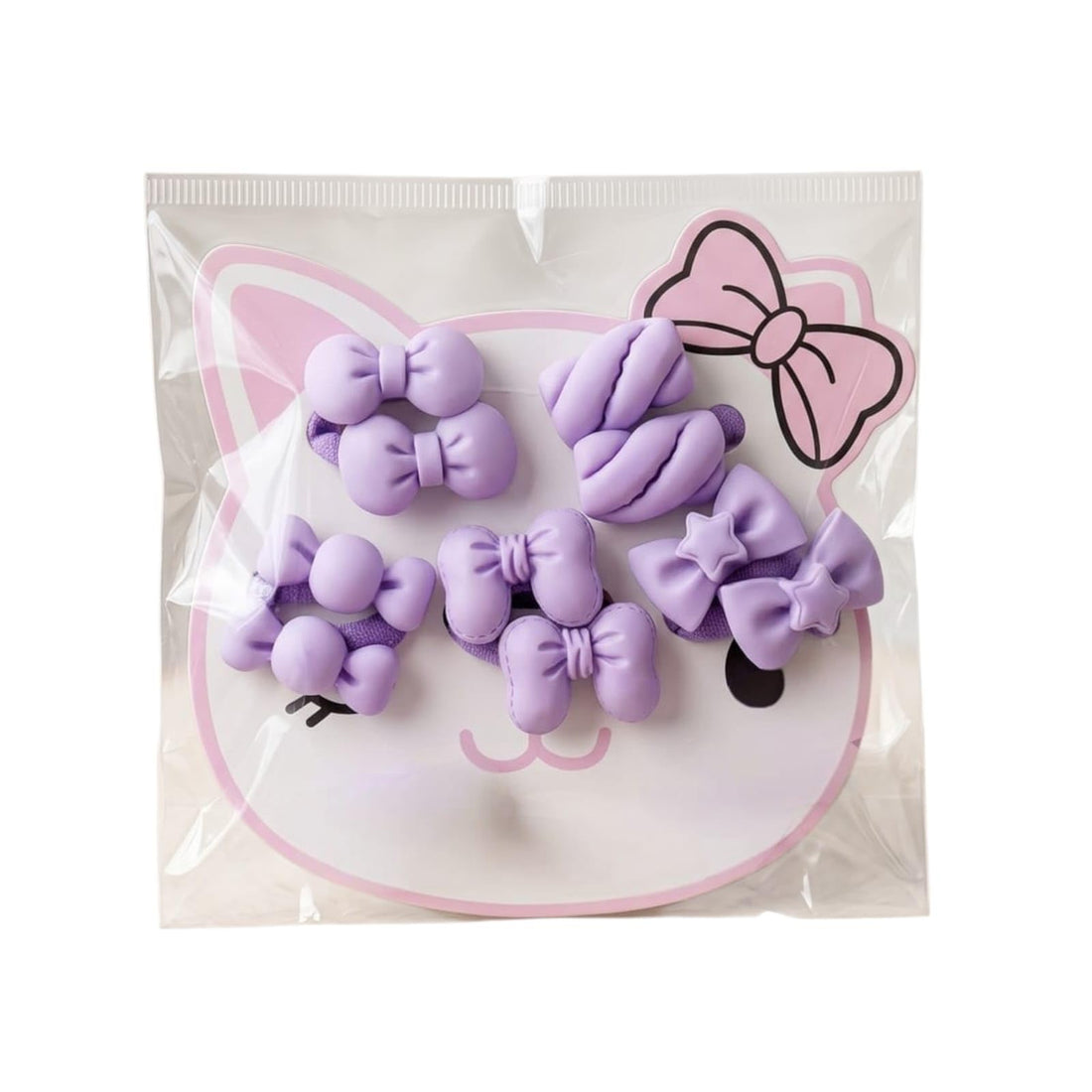 Kids Bow Hair Bow Set, Multi-Colour, Cat Gift Set (Mauve)