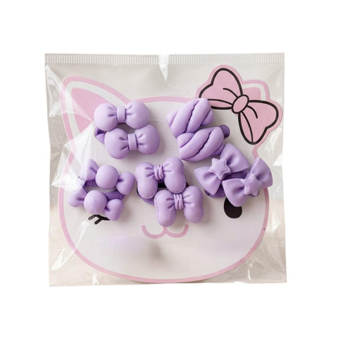 Kids Bow Hair Bow Set, Multi-Colour, Cat Gift Set (Mauve)