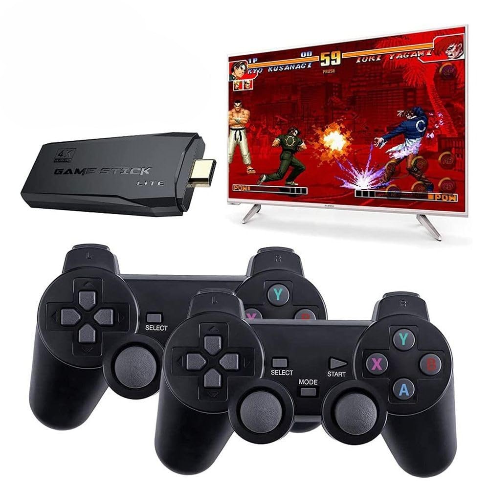 Wireless Retro Game Console,Plug and Play Video Game Stick Built in 10000+ Games,4K HDMI Output，9 Classic Emulators, with Dual 2.4G Wireless Controllers(64G)