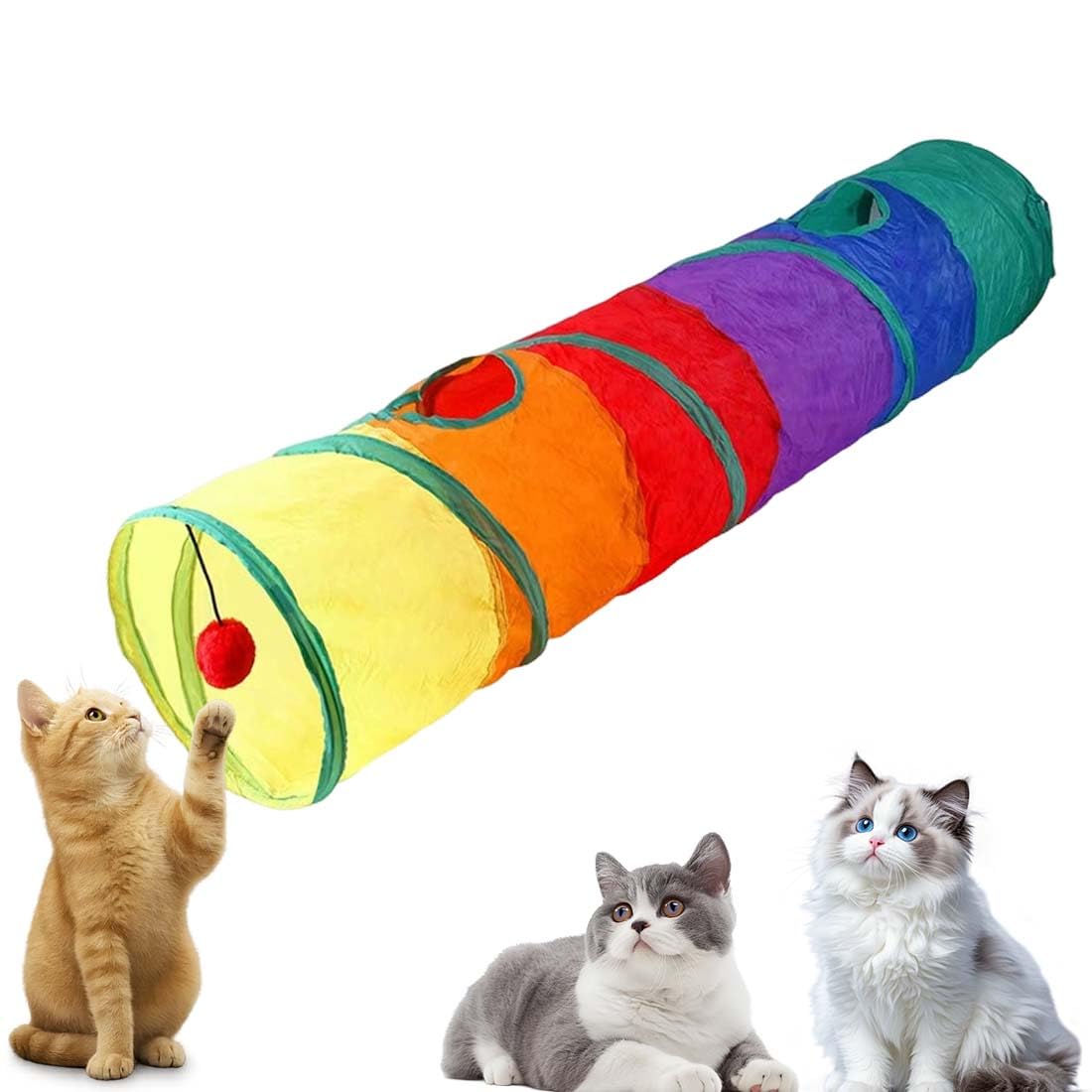 Foldable Cat Tunnel - Cat Rabbit Play Tunnel Polyester Material Compact Portable Design with Hanging Ball Sturdy Durable Space Saving