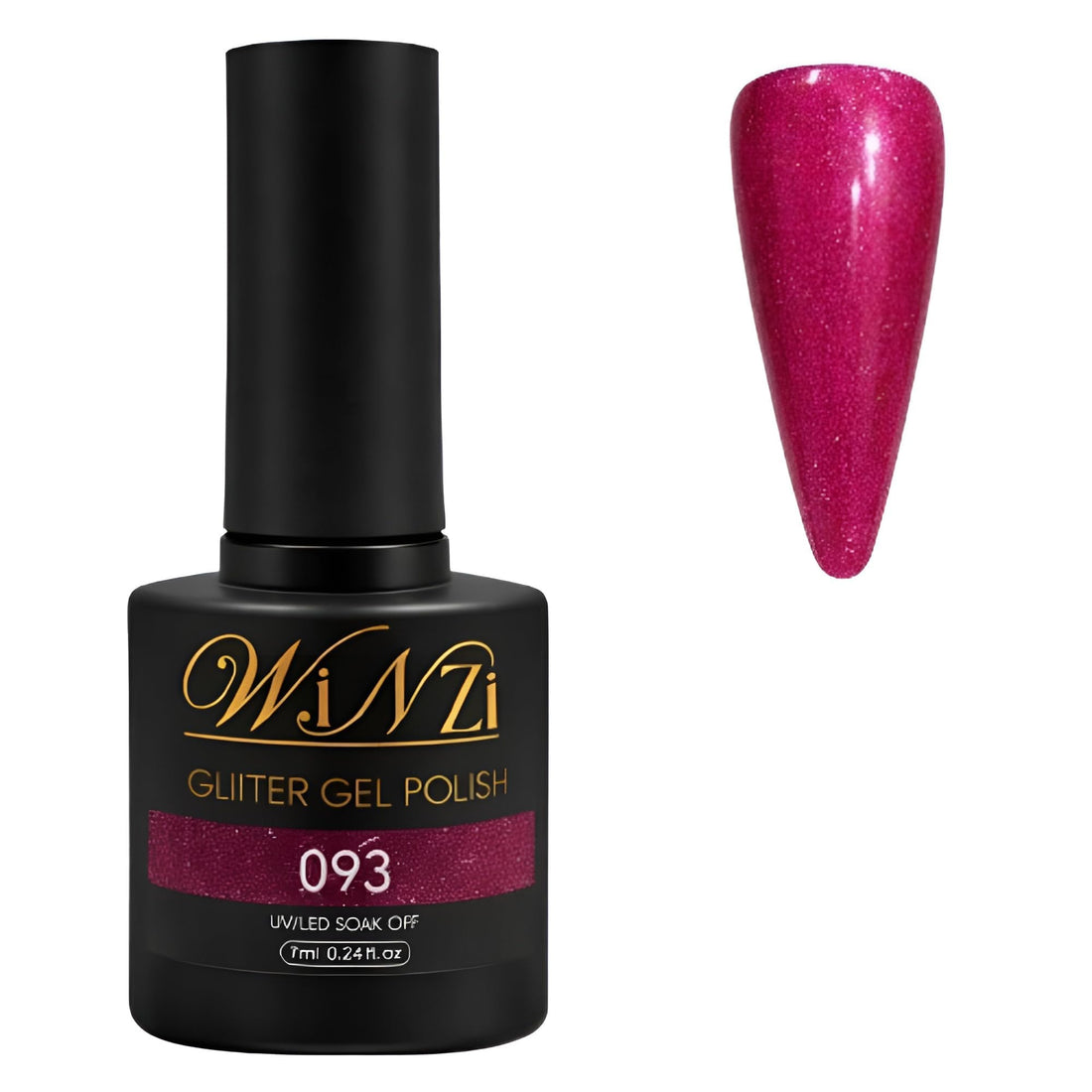 Hot Pink Glitter Gel Nail Polish 7ML, Bright Sparkling Pink Soak Off UV LED Glitter Gel, Smooth Application, High Gloss Finish for Party, Holiday & Everyday Nail Art Manicure (093)