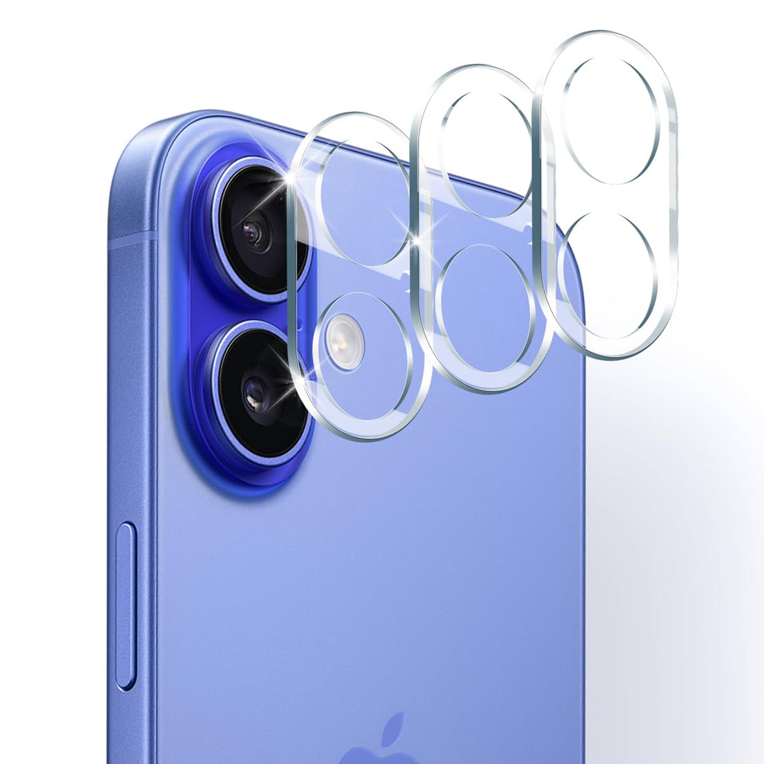 3PCS Rear Back Camera Lens Protector Tempered Glass for iPhone 16/16 Plus - HD Clear Full Coverage Guard