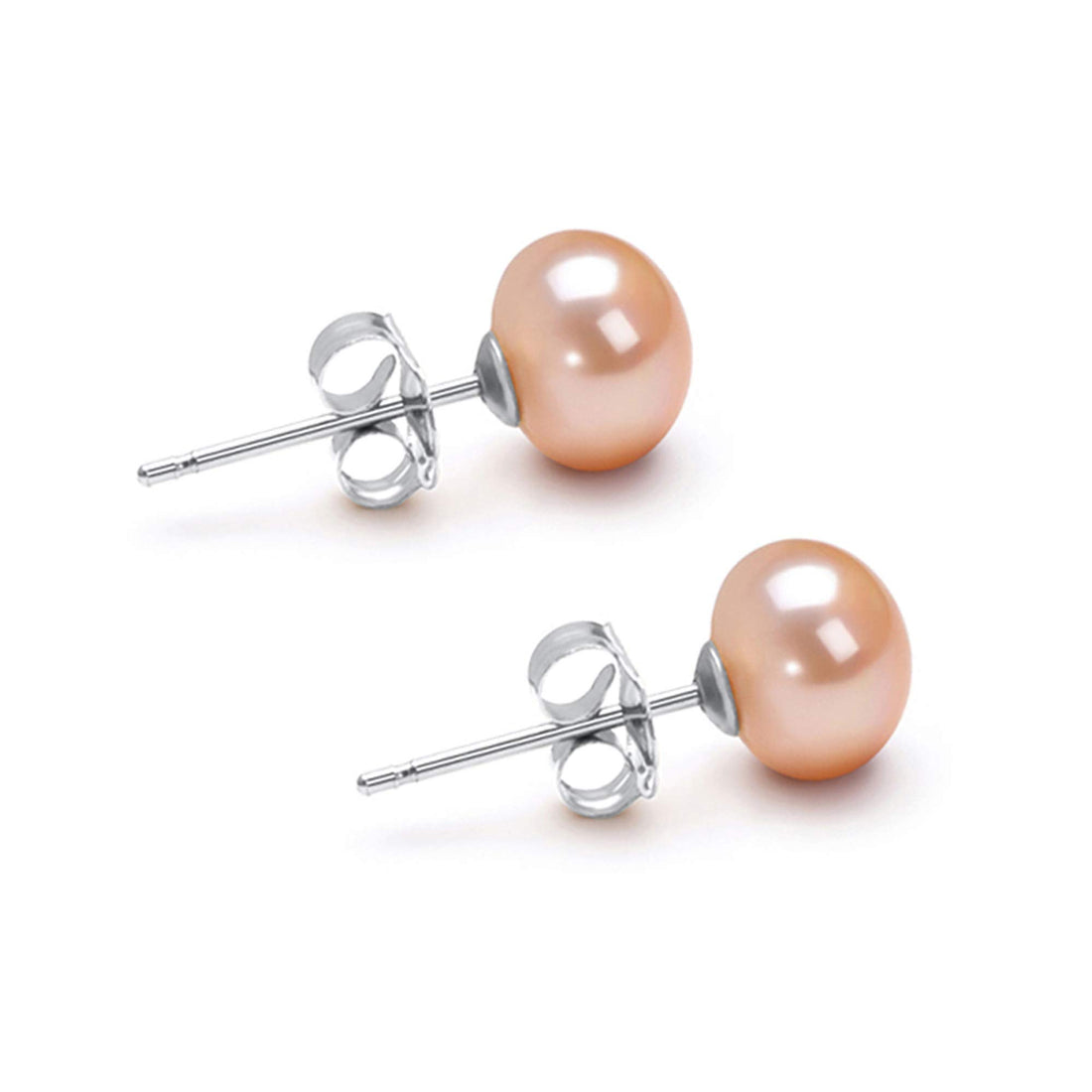 AA 6-10mm Pink Freshwater Cultured Pearl Earrings Stud for Women with 925 Sterling Silver Settings and Gift Box, pearl, pearl,
