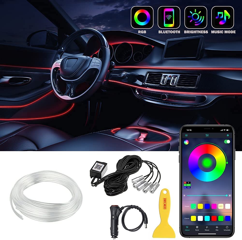 Arabest Car LED Strip Lights, Multicolor RGB Car Interior Lights, 16 Million Colors 5 in 1 with 236 inches Fiber Optic, Ambient Lighting Kits, Sound Active Function and Wireless Bluetooth APP Control