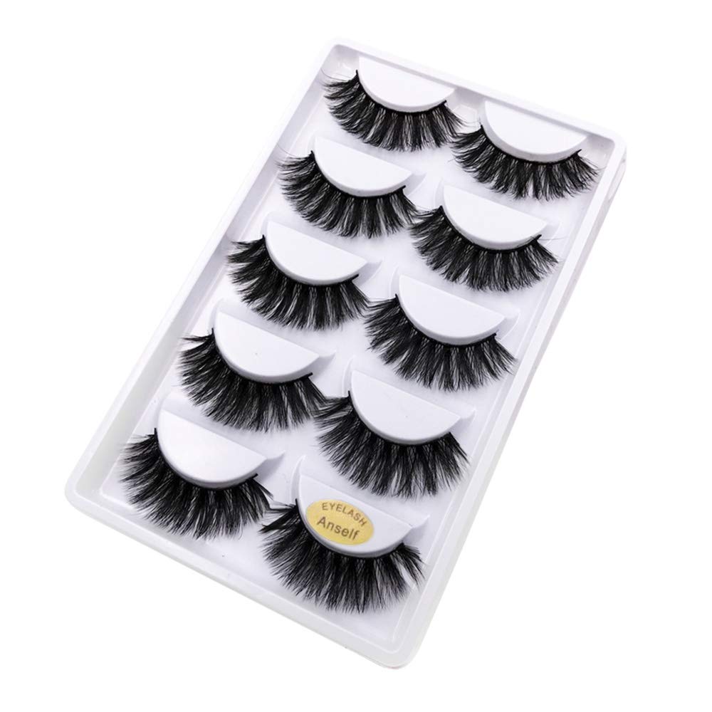 5 Pairs 3D False Lashes Fake Eyelashes Invisible Band Natural Long Thick Crisscross Black Eyelash Full Strip Reusable