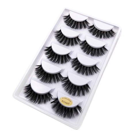 5 Pairs 3D False Lashes Fake Eyelashes Invisible Band Natural Long Thick Crisscross Black Eyelash Full Strip Reusable