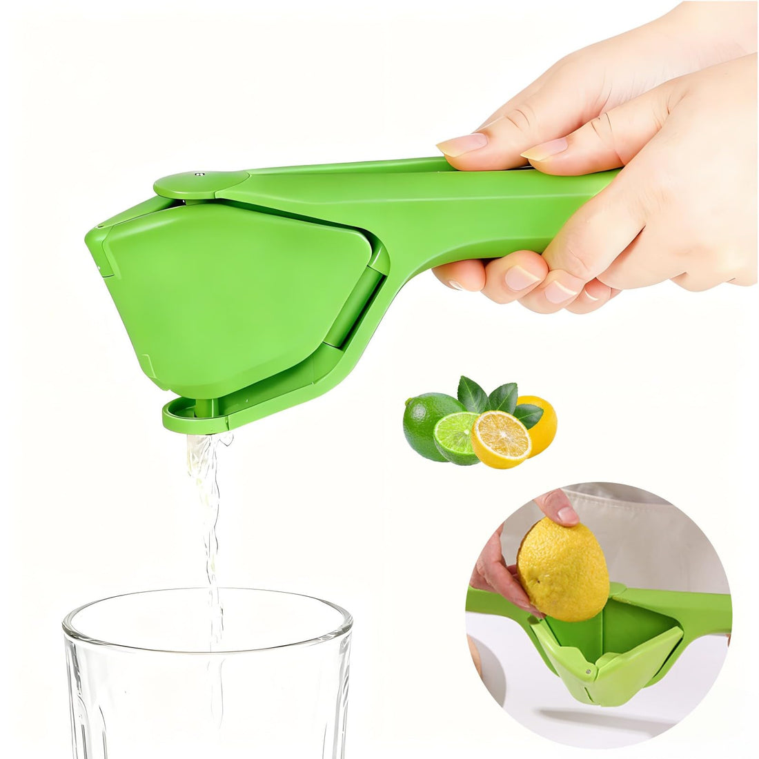 Lemon Squeezer, Hand Juicer with Lever Principle Design, Lime Squeezer, Citrus Juicer Manual Fold Flat For Saving Space Storage, Easy to Use for Lemon, Lime, Citrus, Orange, Fruits (Green)