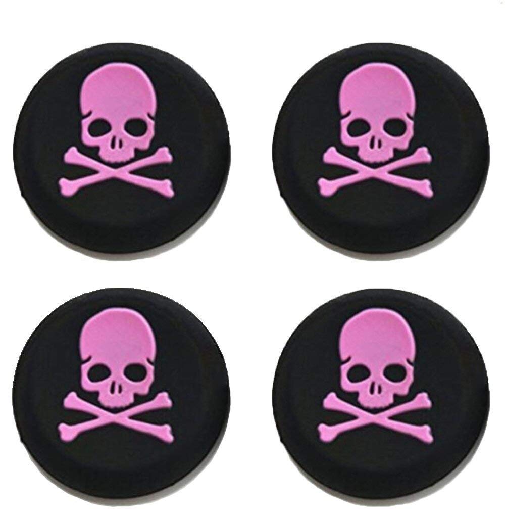 FeiYen Silicone Thumb Stick Grip Cap Joystick Thumbsticks Caps Cover for PS4 PS3 Xbox One PS2 Xbox 360 Game Controllers (Pink Skull 4PCS)