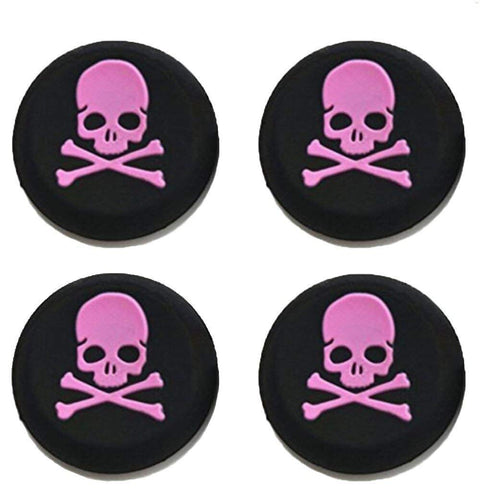 FeiYen Silicone Thumb Stick Grip Cap Joystick Thumbsticks Caps Cover for PS4 PS3 Xbox One PS2 Xbox 360 Game Controllers (Pink Skull 4PCS)