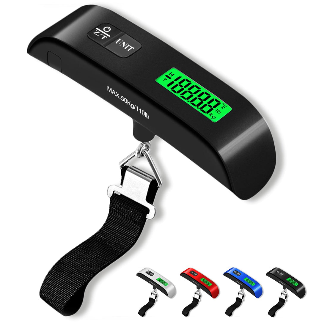 Luggage Scale, Portable Luggage Weight Scale 110lb/50kg with LED Display, Luggage Scale Travel Digital for Weighing Luggage, Backpacks, Fruits and Pets (Black)