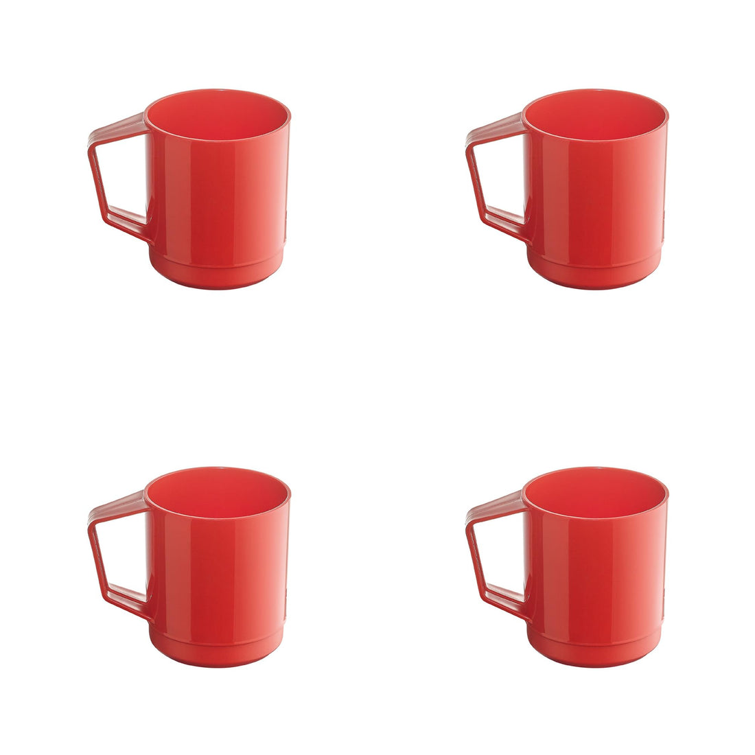M-Design Lifestyle™ Mug - Pack of 4-260ml - BPA Free, Microwave Safe, Dishwasher Safe, Food Safe - Red