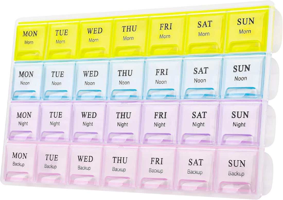 Weekly Pill Organizer 4 Weeks Monthly Medicine Box 28 Day Tablet Storage Case Large 25×15 Cm Portable Medication Planner