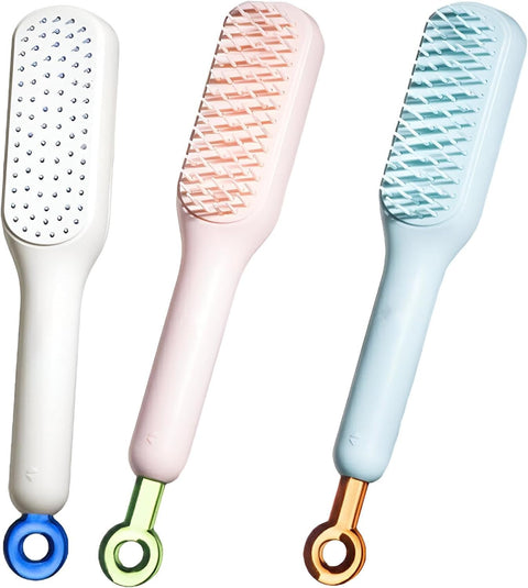 Multi Color Hair Comb Brush with Cleaning Handle for Easy Hair Removal Helps Keep Brush Clean and Suitable for All Hair Types