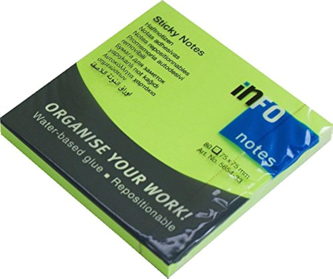 Info 5654-33 Rainbow Sticky Notes, 75x75 mm. (3x3), 80 Sheets, Green