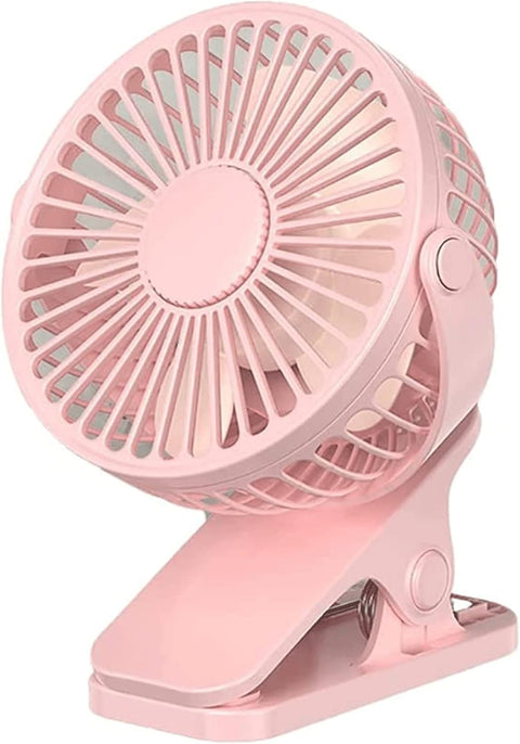 Portable Fan With Clip, USB Rechargeable Mini Desk Fan Quiet Handheld Cooling Fan for Office Dormitory Car Home, Adjustable Desktop Fan With Strong Airflow (Pink)