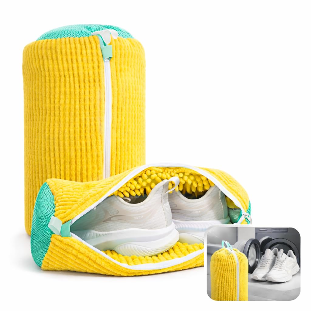 OVA Shoe Washing Machine Bag Reusable Chenille Laundry Bag for Washer & Dryer, 360° Deep Cleaning Mesh with Hidden Zipper & Hanging Loop, Protective Shoe Wash Bag for Sneakers, Sports & Kids Shoes