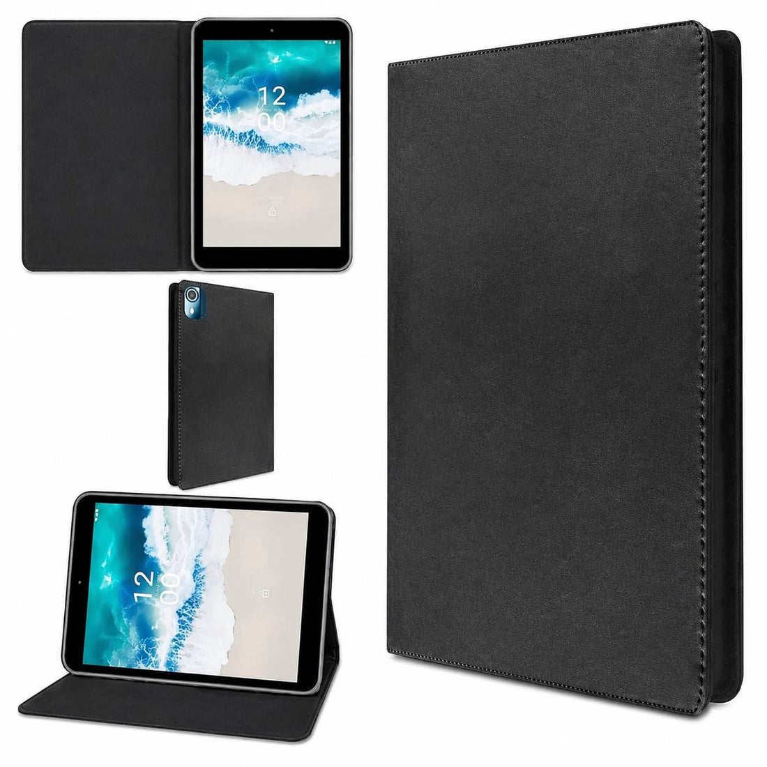 Leather Case For Lenovo Tab One Tablet Case Slim Stand Cover Frame TPU Shell Lightweight Smart Cover for (Black)