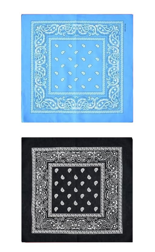 Unisex Bandana Set of 2, Soft Head & Neck Scarf, Face Cover, Wrist Wrap, Handkerchief for Daily Use