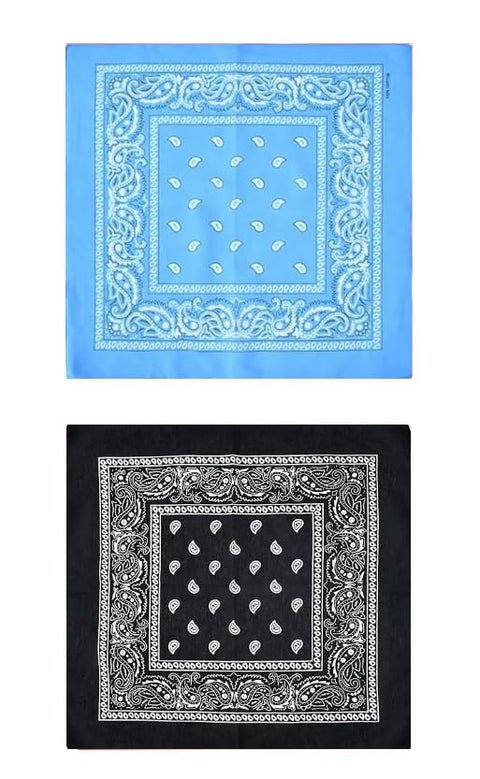 Unisex Bandana Set of 2, Soft Head & Neck Scarf, Face Cover, Wrist Wrap, Handkerchief for Daily Use