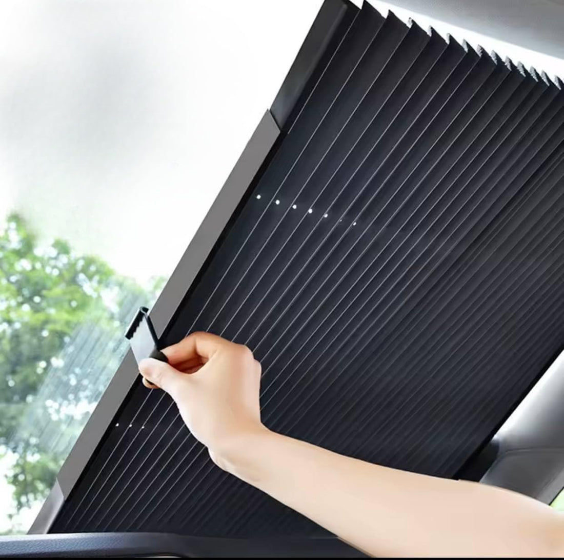 Car Windshield Sun Shade - Retractable Design to Protect Vehicle from Sun Rays and Overheating M