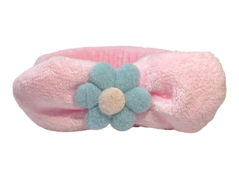 Daphne Velvet Headband With Flower Design For Girls - Pink