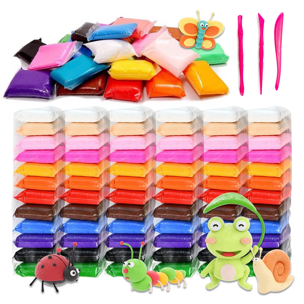 GHAZAL AIR DOUGH 12 Colour (72 Pieces) Polymer Modelling for Children for Clay without Baking Polymer Foam Clay