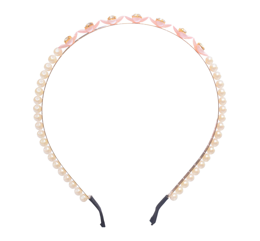 Pearl-Beaded Headband - Light Pink