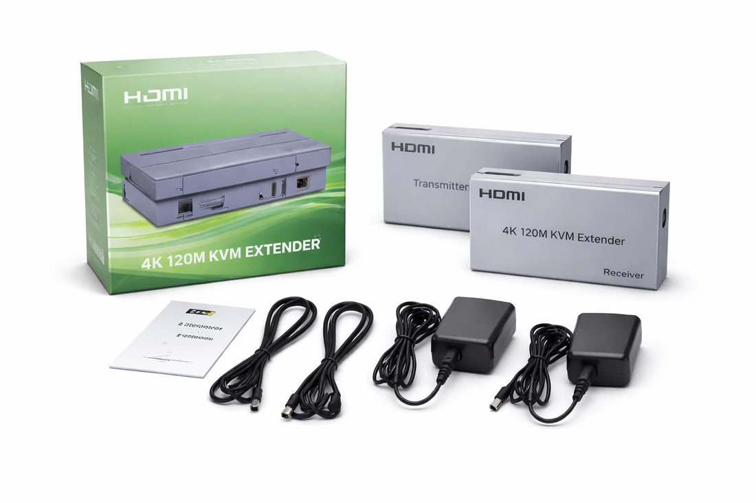 Extender 4K 120M HDMI KVM Extender by RJ45 Ethernet Cat5e Cat6 Cable Converter TX RX Support USB Mouse Keyboard Extension Touch Screen