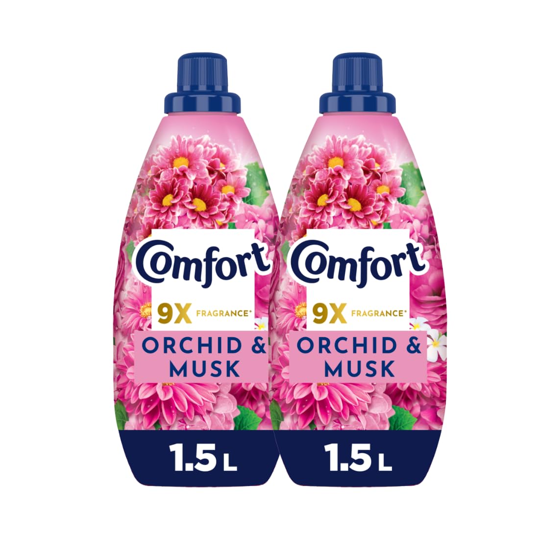 Comfort Concentrate Fabric Softener, Orchid & Musk, 9x fragrance, 1.5L x 2,Packaging may vary
