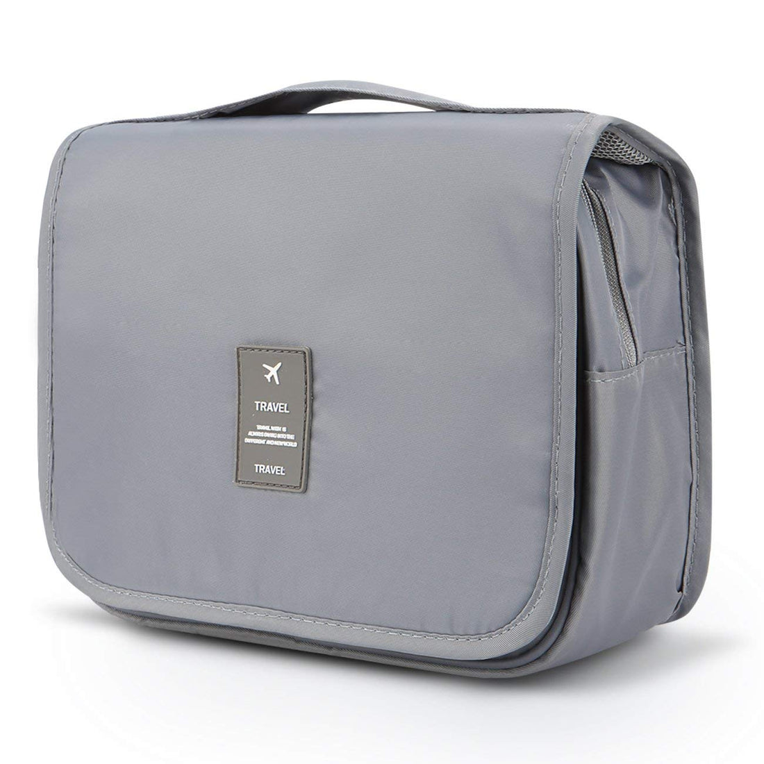 CAVALO – Be Unique Nylon Polyester Large Capacity Portable Travel Toiletry Bag with Hanging Hook Waterproof Cosmetic Case Makeup Pouch Dopp Kit for Men Women with Carry Handle, Grey, M, Modern