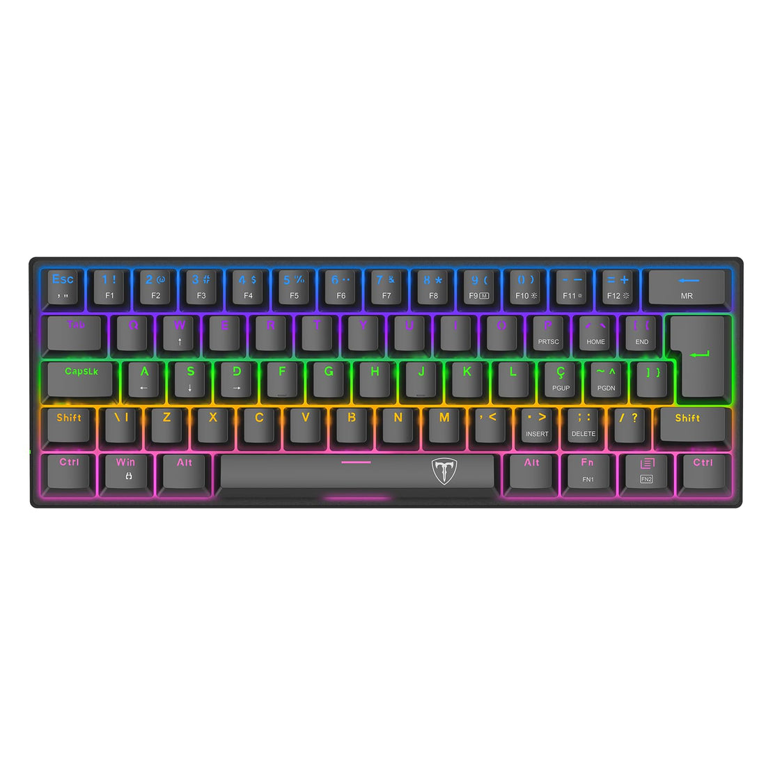 Mechanical Keyboard Gamer T-Dagger Arena Lighting Rainbow Black 60% Switch Brown T-TGK321-BR