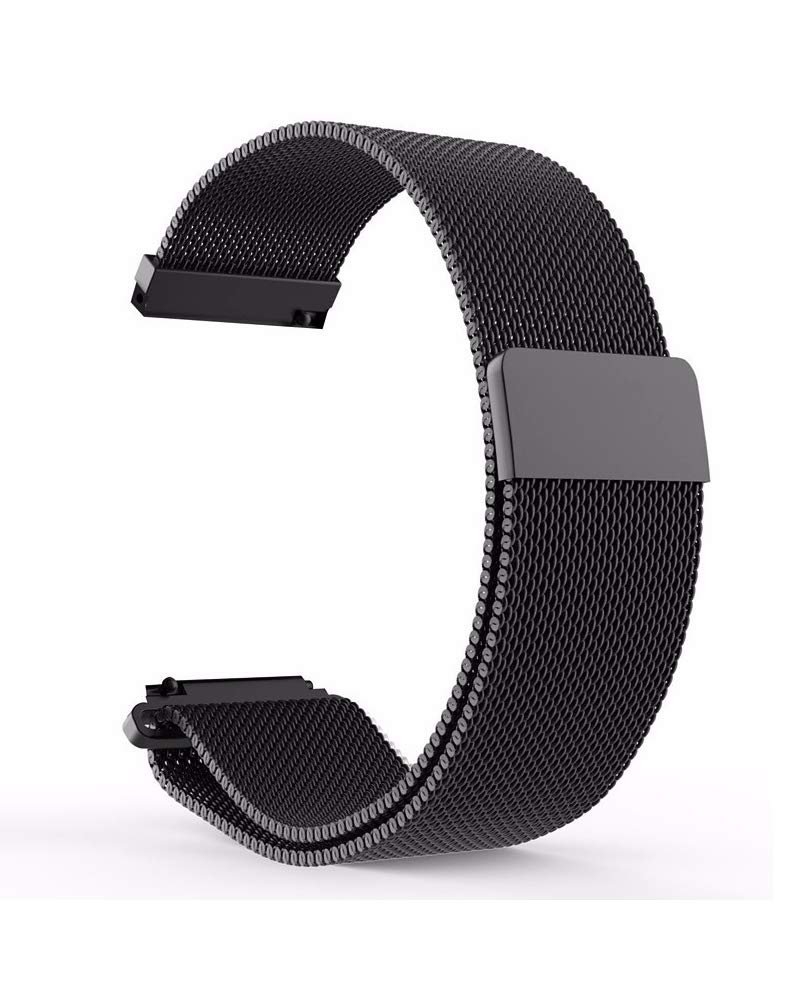 Milanese Loop 20mm Watch Band, Black, Small (3mm), Stainless Steel, Compatible with Samsung Galaxy Watch 42mm, Active, Gear Sport, S4, S2