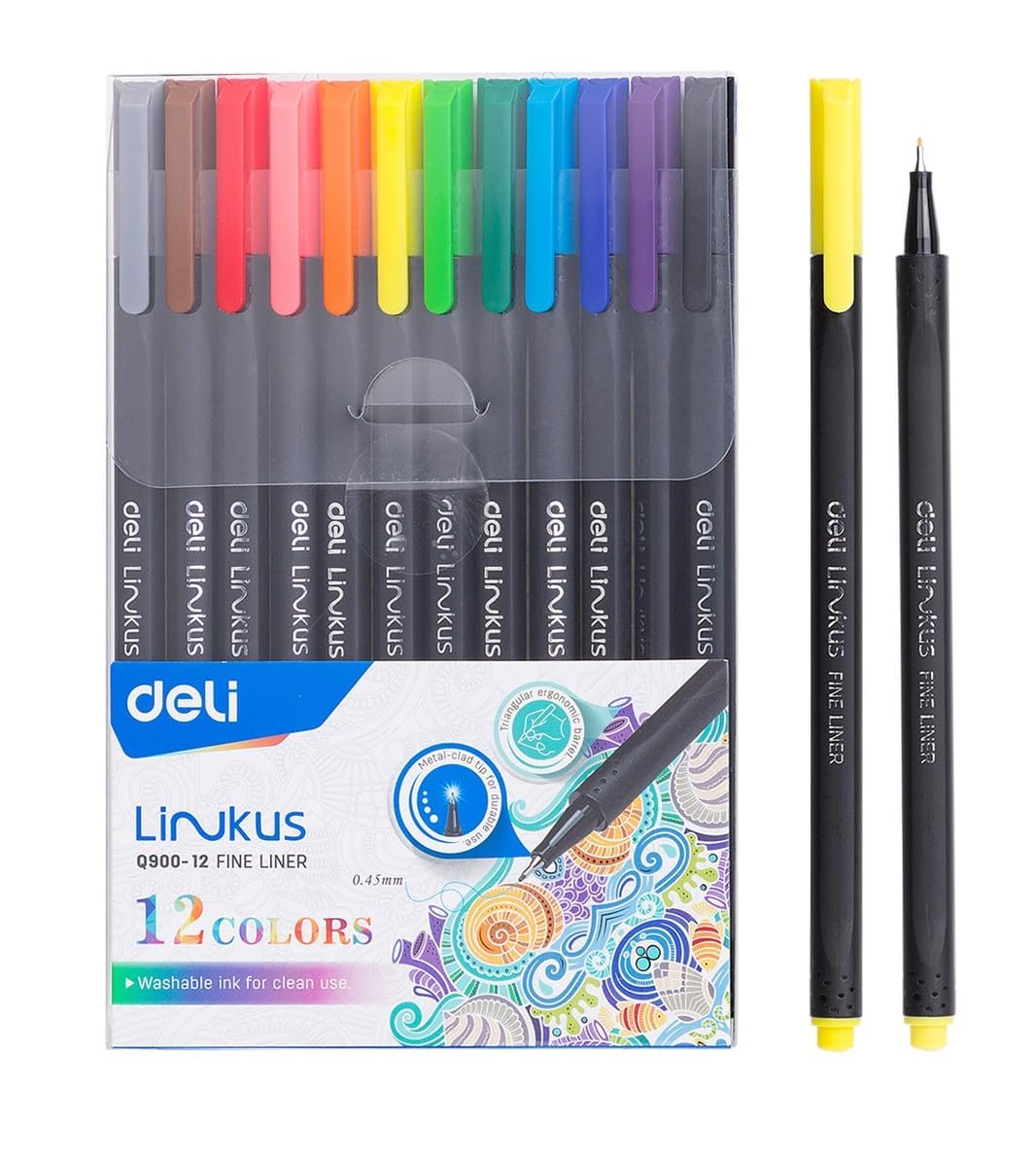 Deli q900-12 fine liner, 0.45 mm - 12 colors, Multicolors