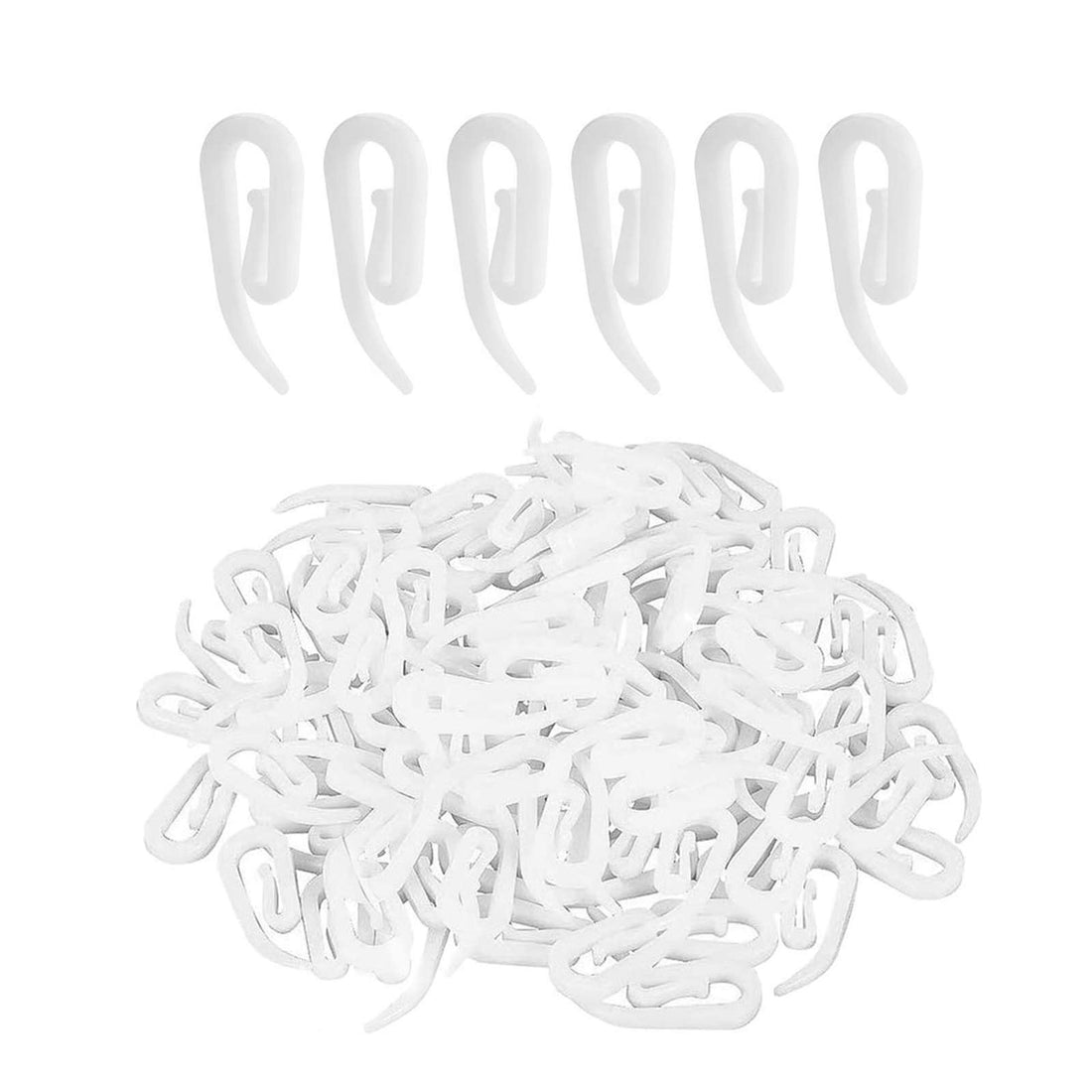 100pcs Plastic Curtain Hooks for Window Curtain, Door Curtain and Shower Curtain Office, White 2.8 x1.2 cm