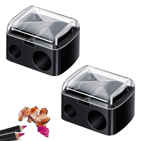 2 Pieces Beauty Pencil Sharpener, Eye Pencil Sharpener, Suitable for Eyeliner, Eyebrow Pencil, Easy to Carry (Black)