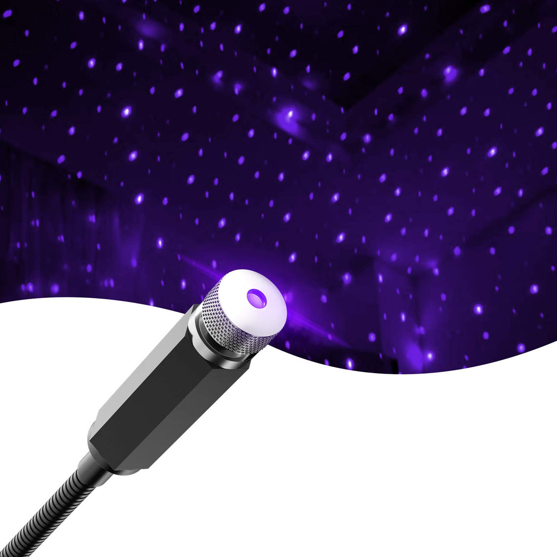 Star Decorations Lamp Projector Night Light Adjustable Romantic Galaxy Flexible USB Interior Car Lights, Portable Light for Ceiling, Bedroom, Party and More (Violet Blue)